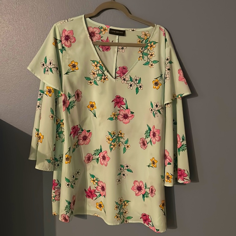 Lane Bryant Mint Green Floral Blouse 22/24